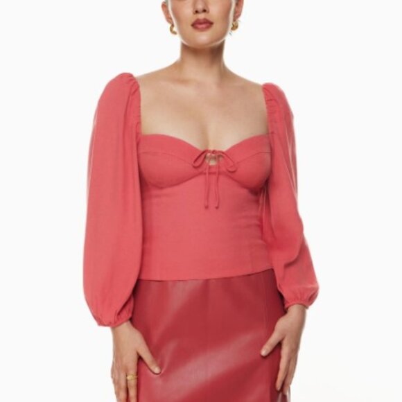 Aritzia Wilfred Rosy Red Novella Blouse In Size Small NWOT - Picture 3 of 15